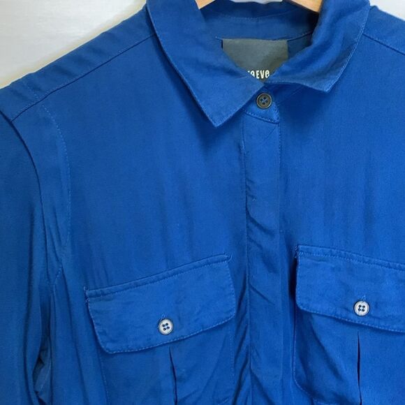 Maeve Anthropologie Dakota Medium Blue Button Front Shirt Dress Size Small - Picture 5 of 13